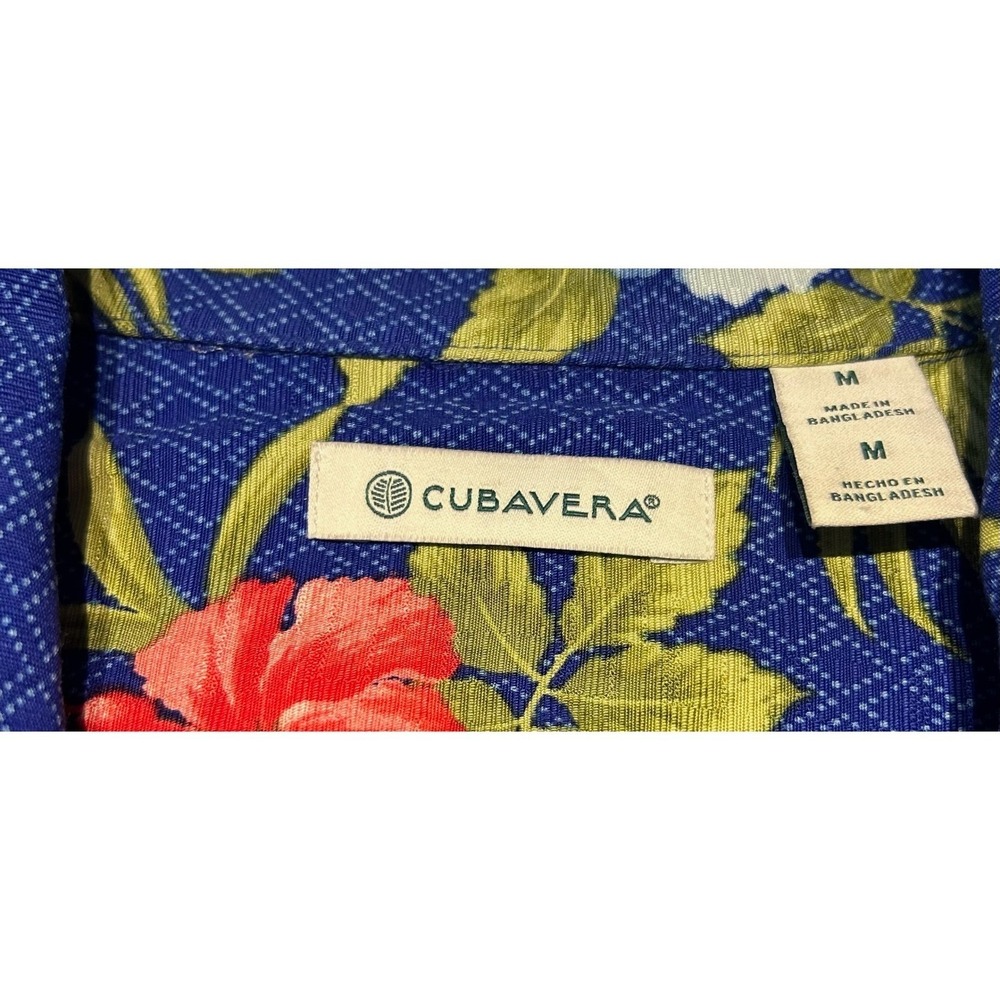 Cubavera Mens Medium Hawaiian Floral Print Button Up Short Sleeve Shirt Blue NWT - Picture 3 of 8